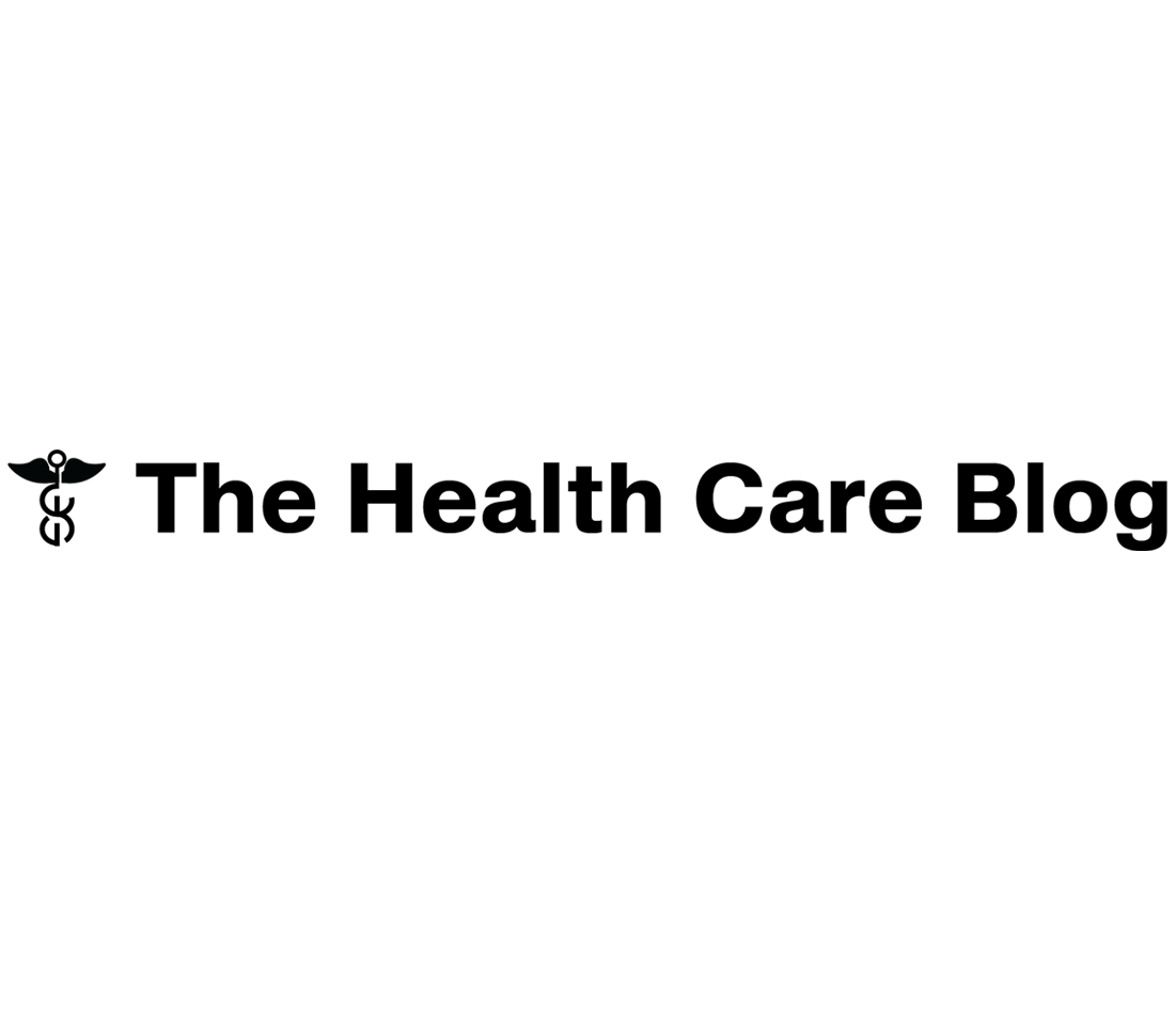 A staff of caduceus and black text that reads "The Health Care Blog"